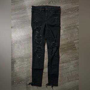 American Eagle Outfitters Black Ripped Skinny Jeans